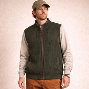 Vintage LL Bean Green Lambswool Zip Up Vest Size XL Outdoor Gorp Granola Hiking